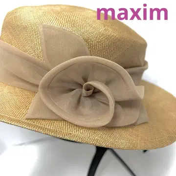 maxim 맥시 햇 밀짚모자 베이지 플라워 코사지 새상품급