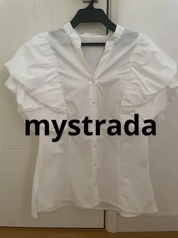 마이 스트라다 프릴 화이트 반팔 셔츠 mystrada