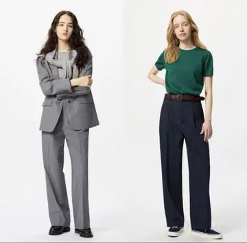 [ UNIQLO ] 턱 와이드 팬츠 2색 세트 (XS)