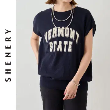 새상품 SHENERY 워셔블 로고 니트 시너리 네이비