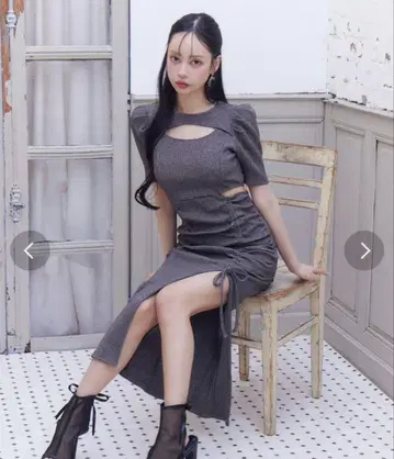 eatme 데콜테 리브 원피스