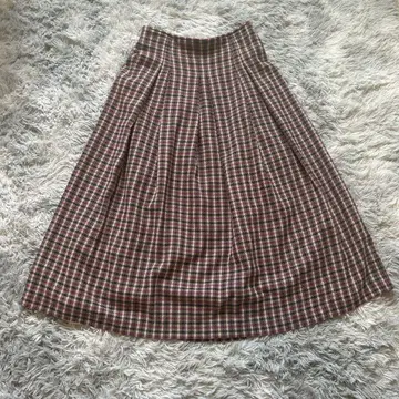 카파크레인 플레어 스커트 L 체크 무늬 종아리 기장 성숙/러블리