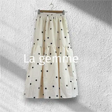 [ La gemme ] 라지엠 도트 무늬 티어드 롱 스커트