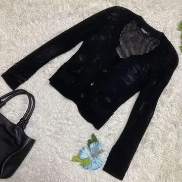 컨디션 최상 히로코비스 썸머 가디건 블랙 메쉬 린넨 혼방 일본제 11 L