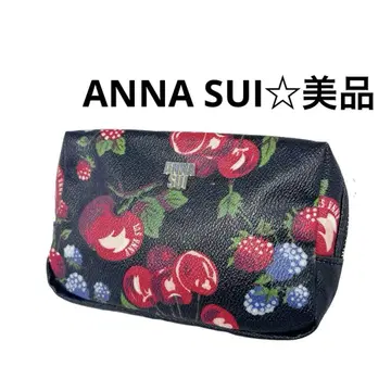 ANNA SUI 새상품급 파우치 블랙 후르츠 패턴 소품함 인기