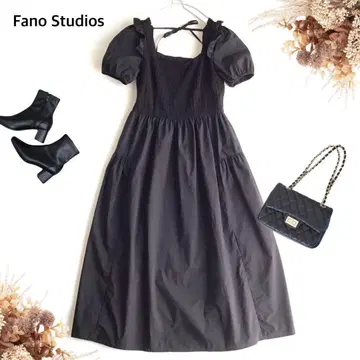 @ [ M ] Fano Studios 퍼프 슬리브 백리본 롱 원피스