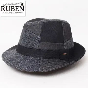 새상품 RUBEN 루벤 패치워크 데님 중절모 햇 블랙