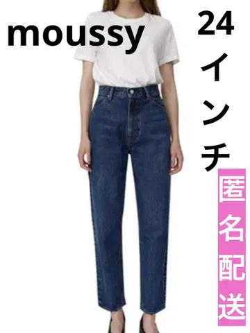 새상품급 moussy 마우지 하이 웨스트 테이퍼드 데님