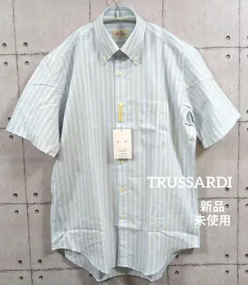 TRUSSARDI 린넨 혼방 반팔 셔츠 미사용품 M