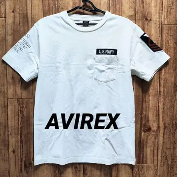 AVIREX 아비렉스 반팔 티셔츠 U.S.NAVY 화이트 티셔츠