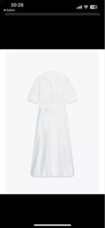 화이트 셔츠 원피스 반팔 허리 리본 포함 ZARA