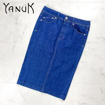 새상품급 Yanuk 미들 펜슬 데님 스커트 인디고 사이즈 S*ED225