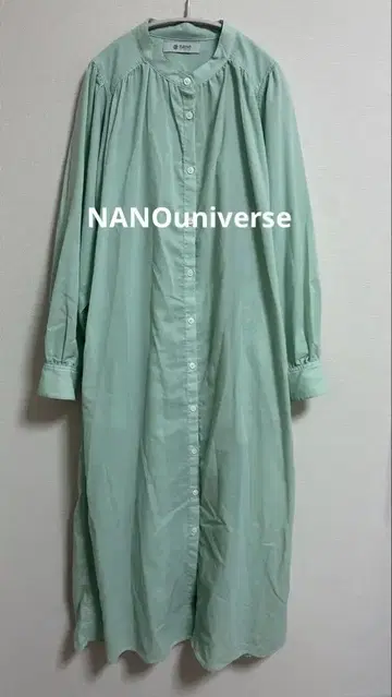 NANOuniverse 민트 그린 밴드 카라 셔츠 원피스