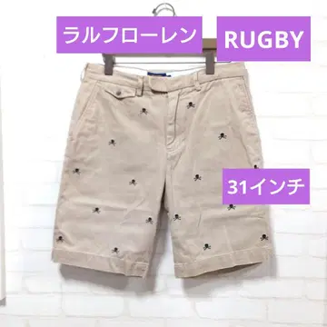 랄프 로렌 럭비 스컬 자수 베이지 숏팬츠 31인치