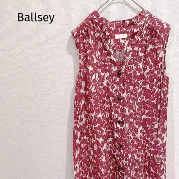Ballsey 빨간색 꽃무늬 슬리브리스 롱 원피스 S 올 패턴