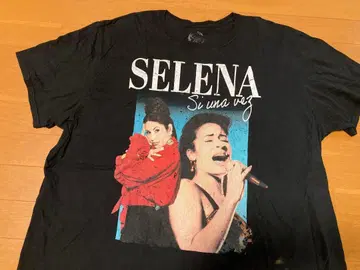 미국 빈티지 의류 SELENA 빅 프린트 티셔츠 2XL 블랙 사진