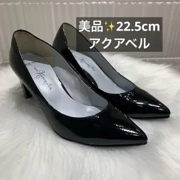[긴자 카네마츠] 펌프스 블랙 에나멜 아쿠아벨 힐 블랙 22.5