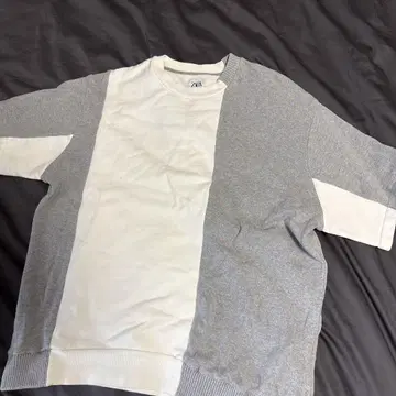 ZARA 바이컬러 여름 니트 스웨터 그레이/화이트