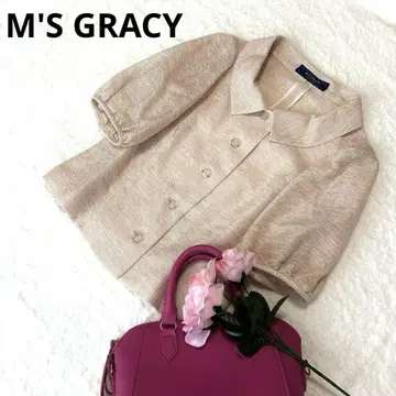 [새상품급] M'S GRACY 퍼프 슬리브 메쉬 자켓 상의 린넨 라메