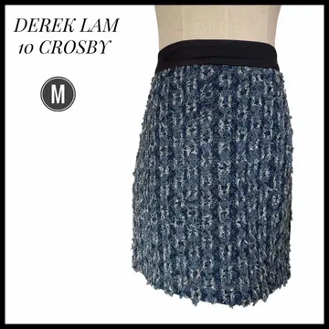 DEREK LAM 10 CROSBY 프린지 트위드 타이트 미니 스커트