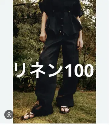 린넨 100% 스트레이트 팬츠 블랙 ZARA 자라