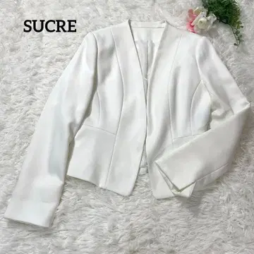 새상품급 슈크레 노카라 자켓 M 화이트 무지 세레모니 1560