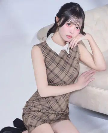 [미사용 새상품] michell Macaron 체크 미니 원피스