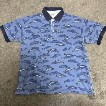L.L.Bean 엘엘빈 피케 셔츠 올 패턴 물고기 아웃도어 캠핑