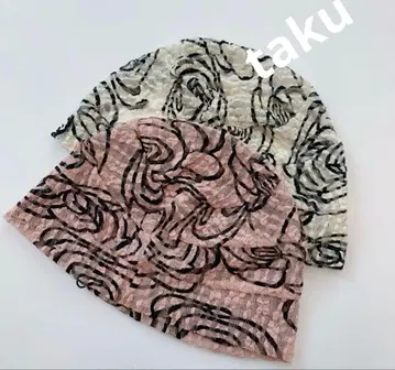 usite 꽃무늬 자수 버킷햇 핑크
