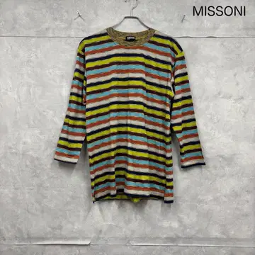 MISSONI 멀티 컬러 보더 코튼 티셔츠 N1029