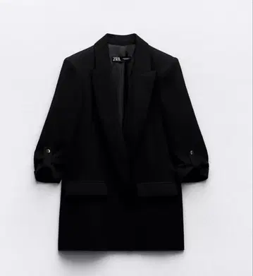 ZARA 롤업 슬리브 블레이저 블랙