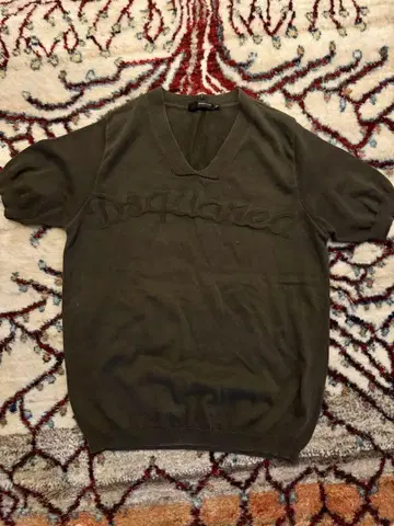 Dsquared2 브라운 V넥 반팔 니트