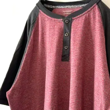 라운드 트리 보더 버튼 배색 티셔츠 L 구제 의류