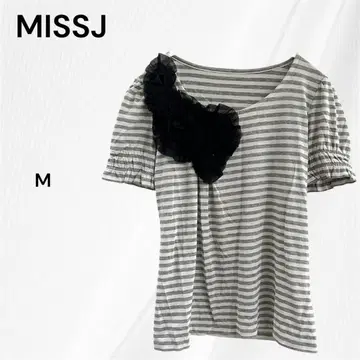 미스제이 빅 플라워 반팔 티셔츠 보더 M