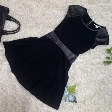 극미품 다이앤 폰 퍼스텐버그 무릎 기장 원피스 블랙 가죽 4 XS