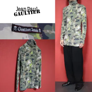 [극희소] Gaultier Jeans 카모플라쥬 히토 패턴 터틀넥 롱T