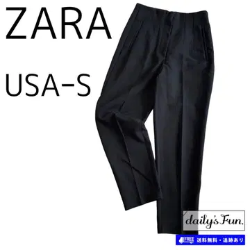 ZARA 테이퍼드 팬츠 하이웨스트 다트 센터프레스 S M 상당 블랙