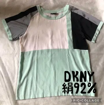 빠른 발송 DKNY 다나 캐런 뉴욕 실크 혼방 비대칭 패턴 T셔츠