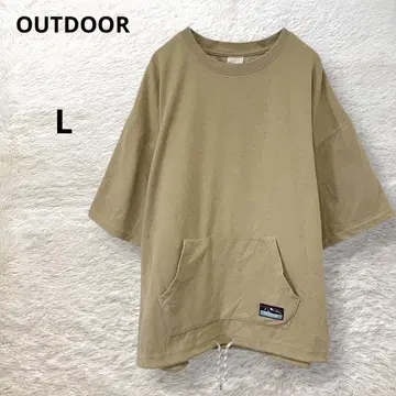 OUTDOOR 반팔 풀오버 캥거루 포켓 밑단 조임 티셔츠 L