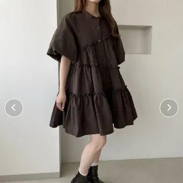 apres jour clair SS 티어드 튜닉 셔츠 브라운 XL
