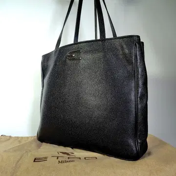 ETRO 에트로 토트백 로고 금장 장식 A4 주름 가죽 비즈니스 블랙