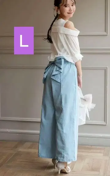 시마무라 serimash 백리본 데님 팬츠 블루 LP L 사이즈
