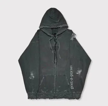 MINUS Bootleg Zip Up Hoodie With Damaged