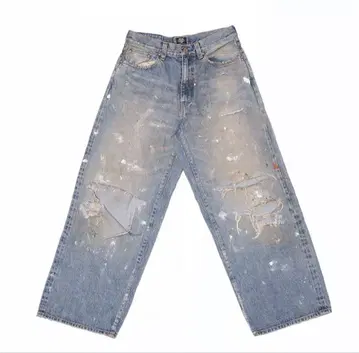 TSY RIPPED WIDE STRAIGHT DENIM INDIGO XL