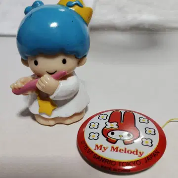 키키&라라의 산리오 플루트를 가진 캐릭터 피규어 마이멜로디 캔뱃지 2종
