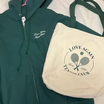 LOVE AGAIN 테니스 클럽 후드티 & 토트백 세트