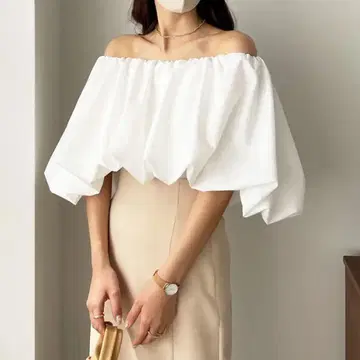 Louere 벌룬 오프숄 블라우스