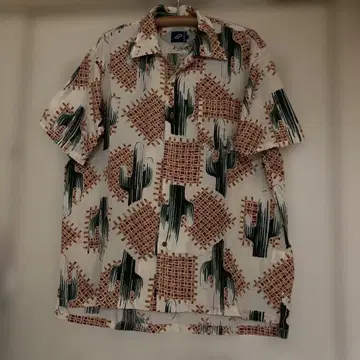 Mr.준코, 선인장 패턴 반팔 알로하 셔츠 M