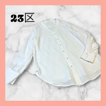 [ 23구 ] 파우더리 조젯 펄 버튼 블라우스 M