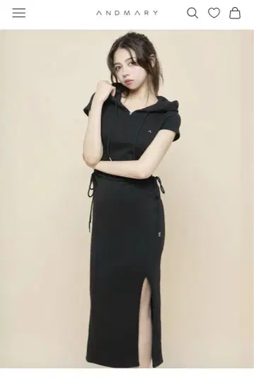 andmary Emily 슬릿 드레스 블랙